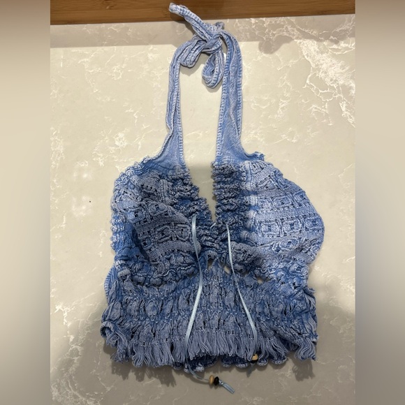 blue crop top made locally w/ organic cotton - Picture 4 of 5